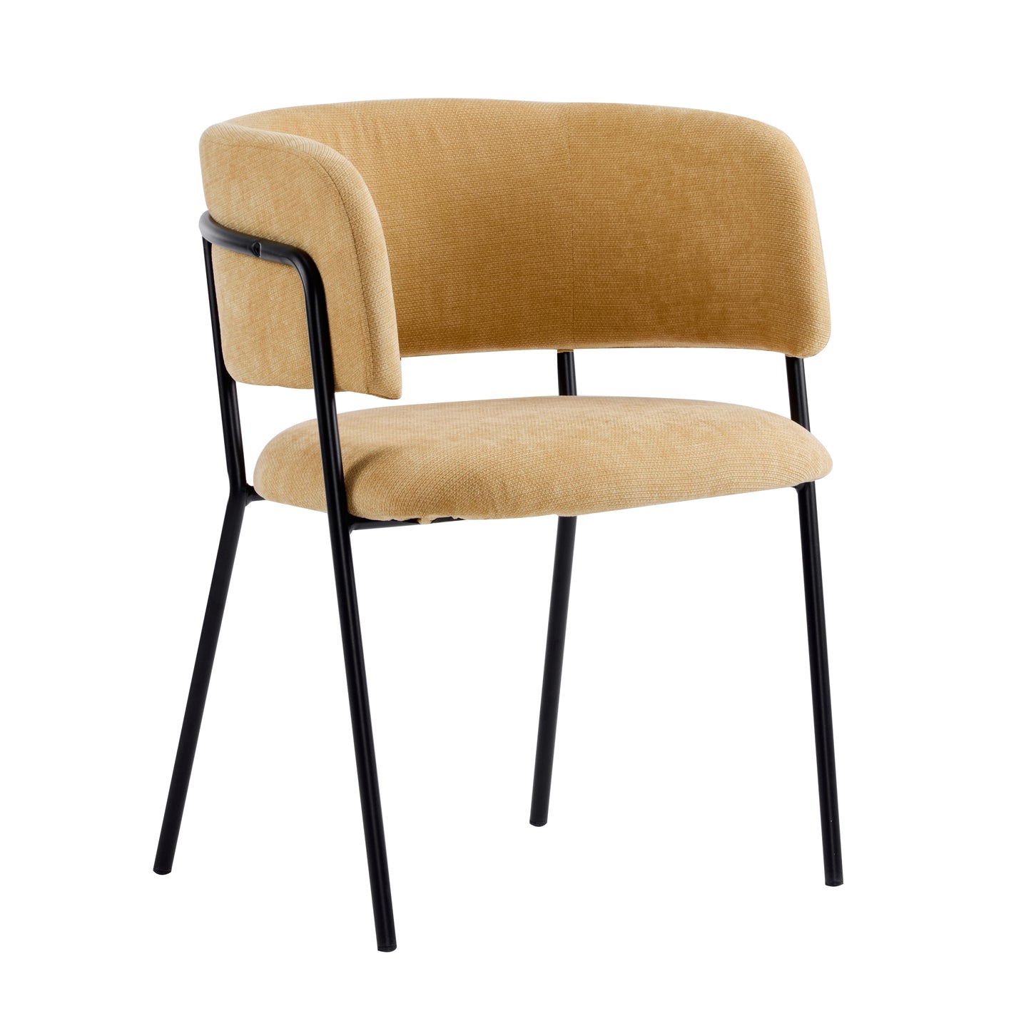 Modern Upholstered Arm Dining Chair Set Of 2-Yellow