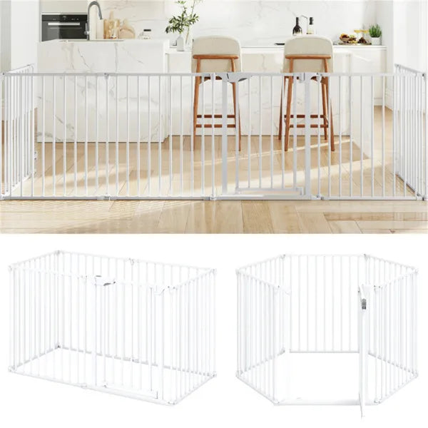 Expandable Baby & Pet Safety Gate - 34.5 to 154-Inch, 270° Rotatable Barrier, White