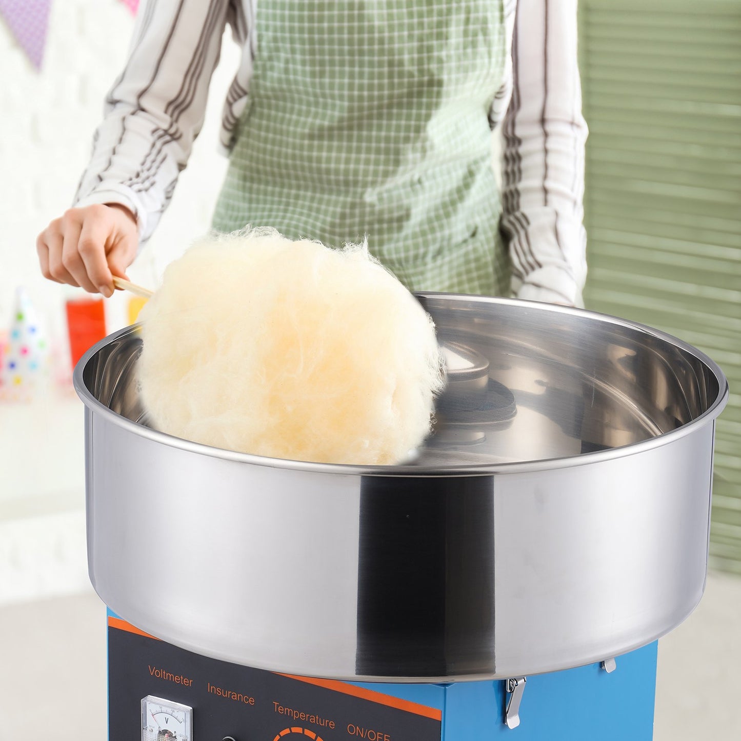 Electric Cotton Candy Machine 1000W Commercial Snow Floss Maker Blue