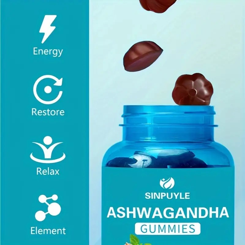 Ashwagandha Gummies - 60 Count Natural Adaptogen Supplement for Stress Relief