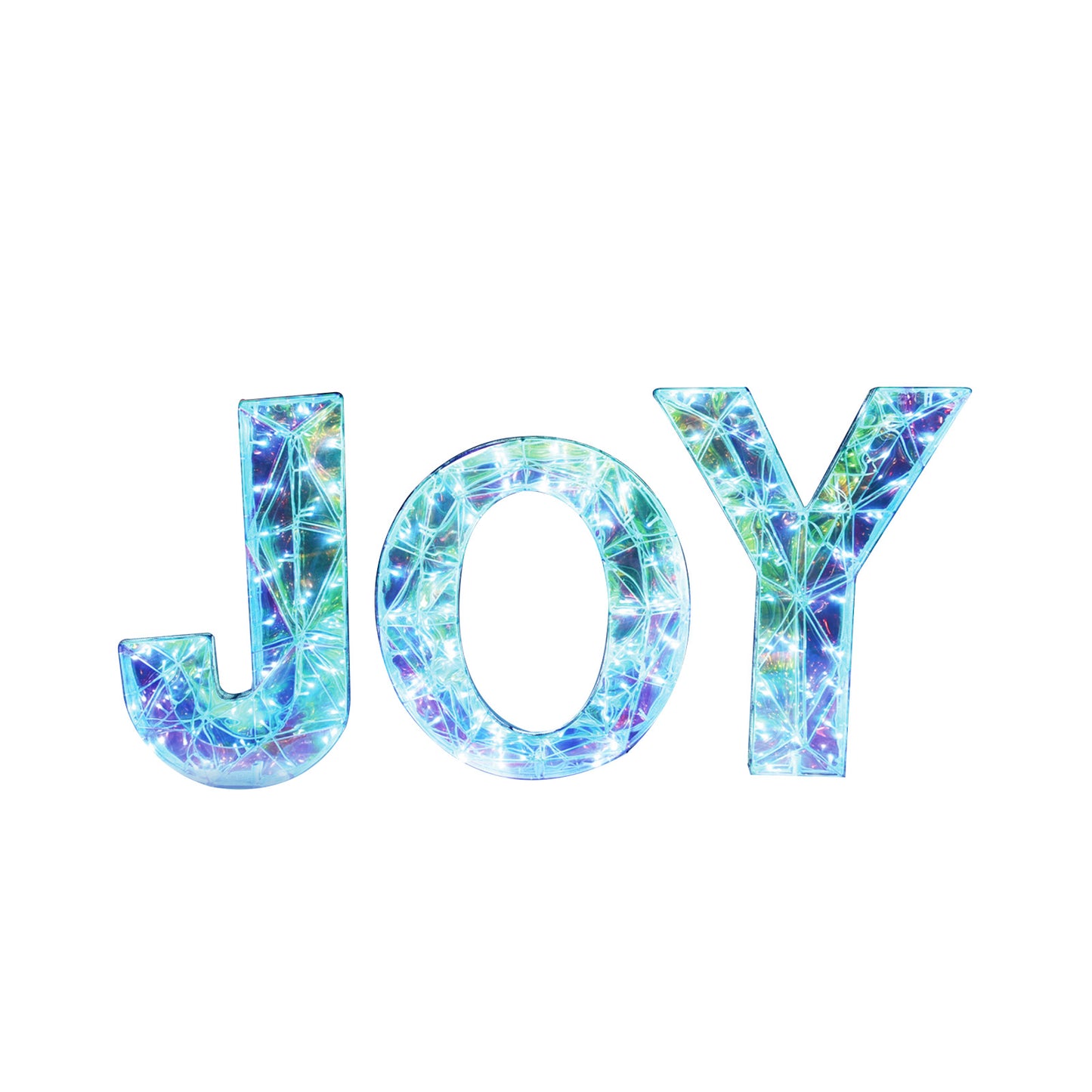 3 Piece Outdoor Xmas Decor Letters LED Lighted Prism Holiday Yard