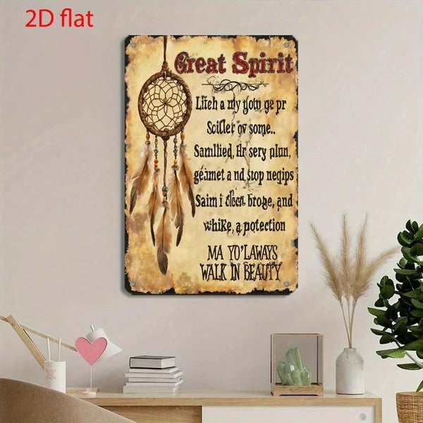 Retro Dream Catcher Metal Art Plaque - Inspirational Home Decor