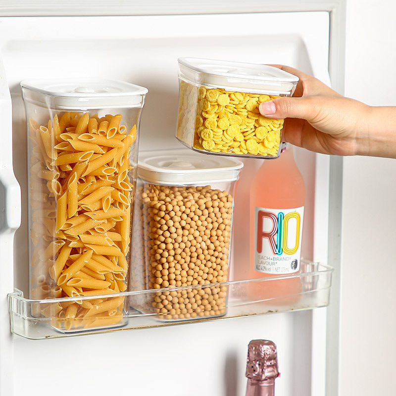 Large Capacity Food Storage Cans - Clear Plastic Kitchen Containers with Rechargeable Pump