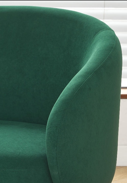 Mid-Century Modern Velvet Accent Chair, Upholstered Barrel Armchair