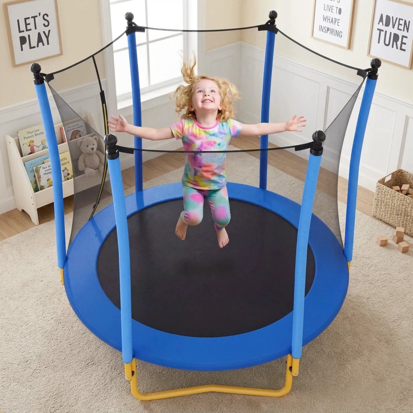 5.5 FT Kids Trampoline With Safety Net, Indoor Outdoor Toddler