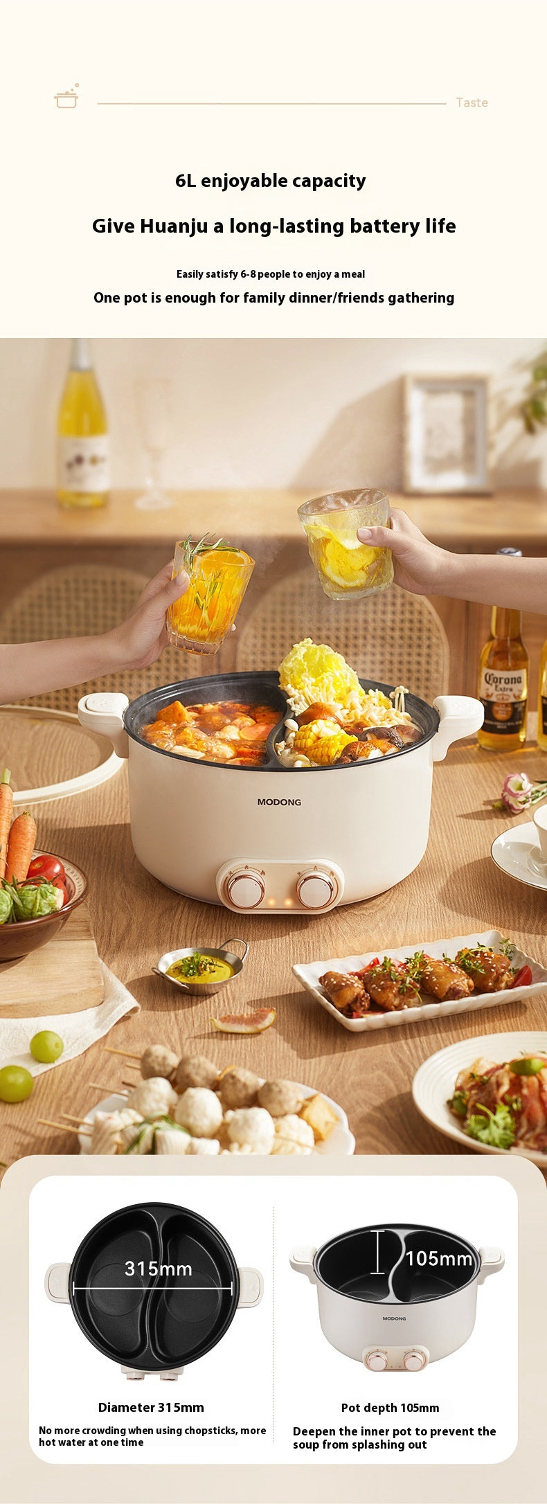 Large Capacity Electric Chafing Dish with Multi-Functional Heating for Home & Kitchen