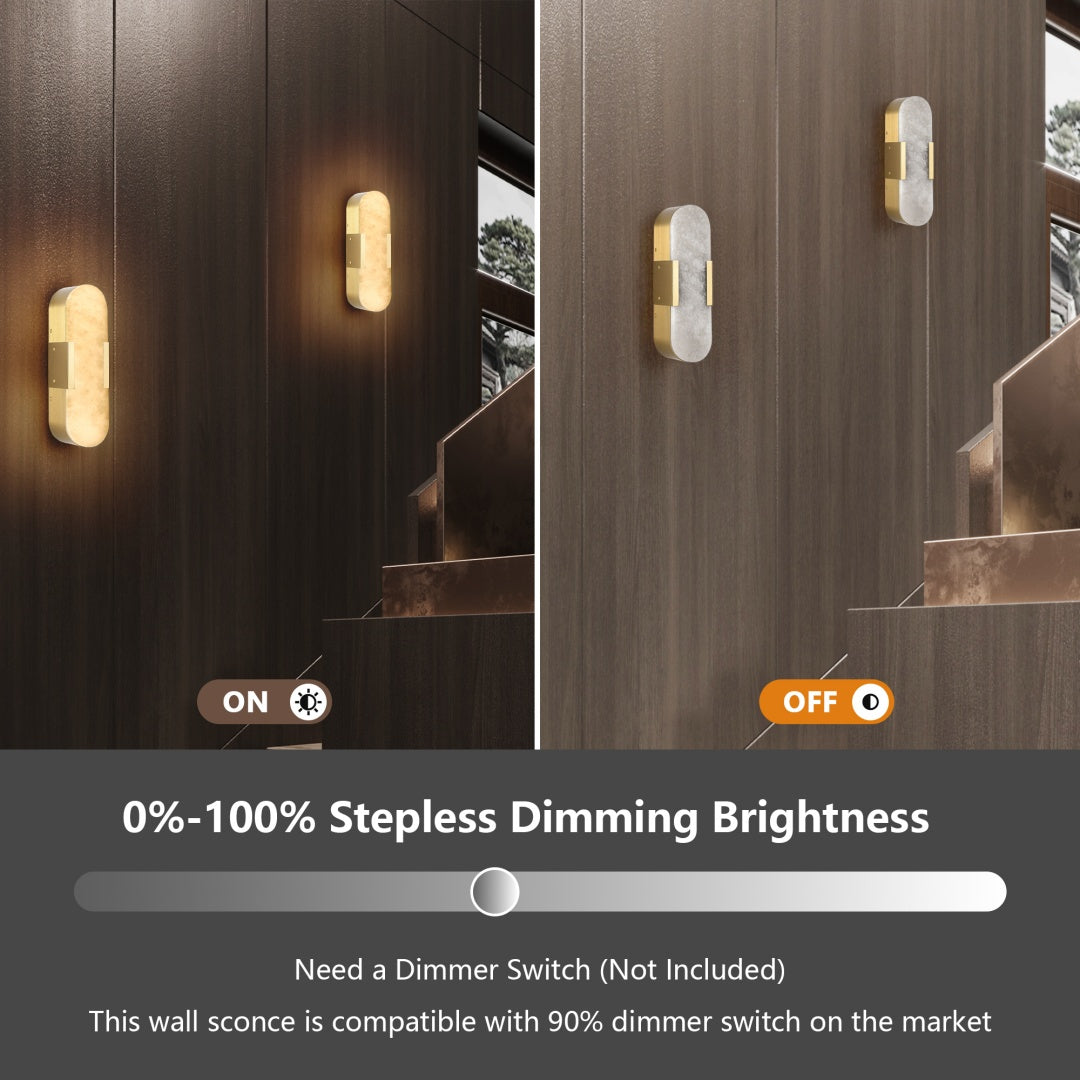 Gold Marble Wall Sconce Set of 2 - Modern Indoor Lighting
