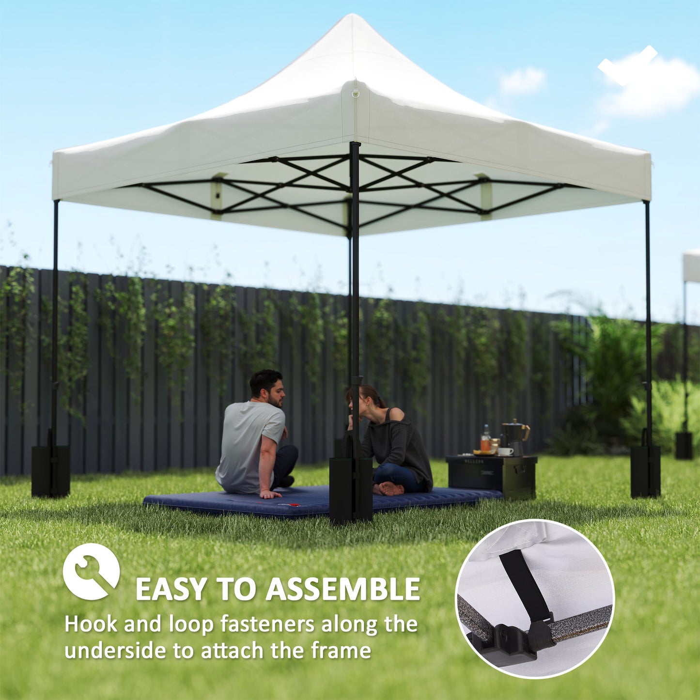 10x10 Replacement Canopy Top with Sand Bags - White, UPF50+