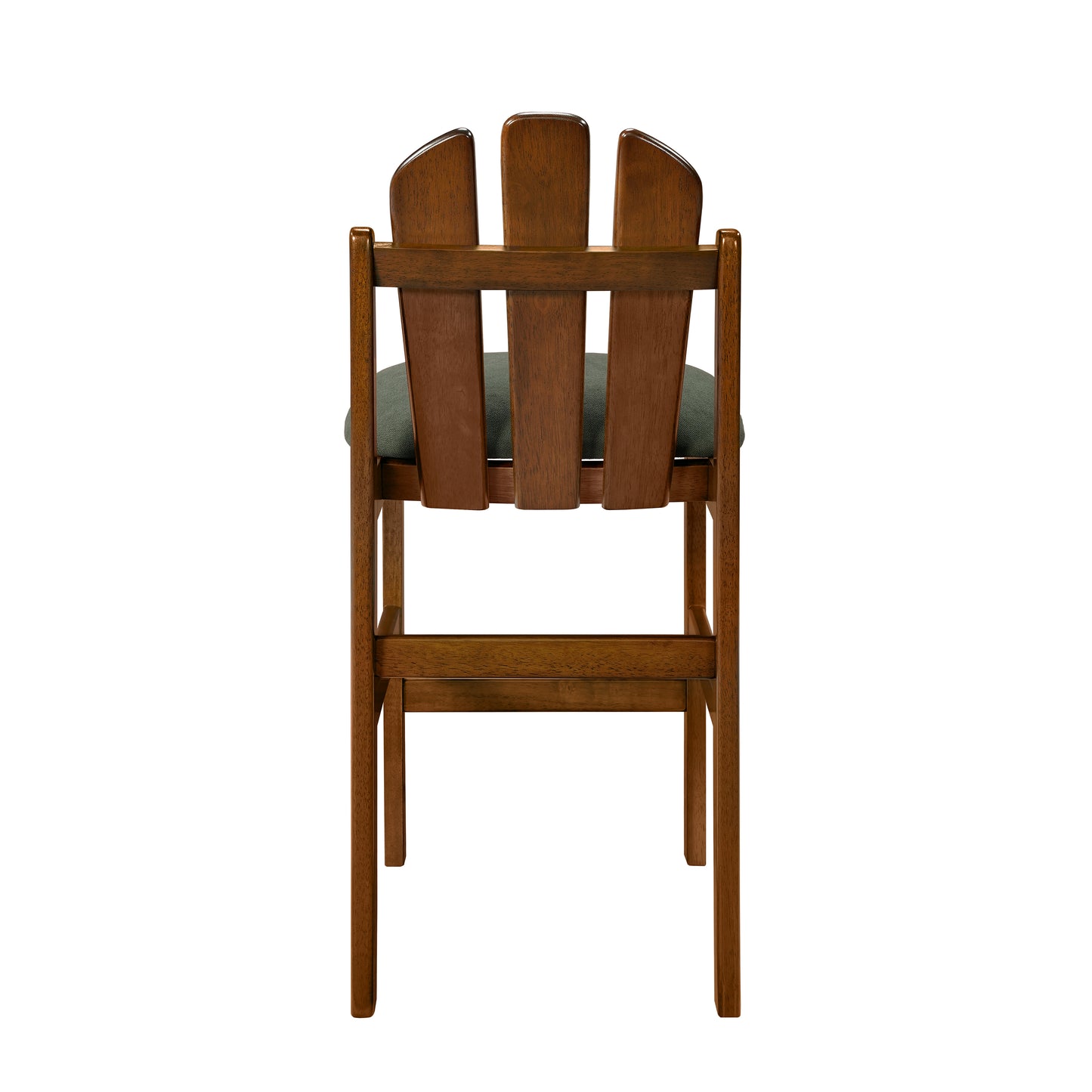 Mid-Century Rubber Wood Upholstered Counter Stools - Set of 2, Green