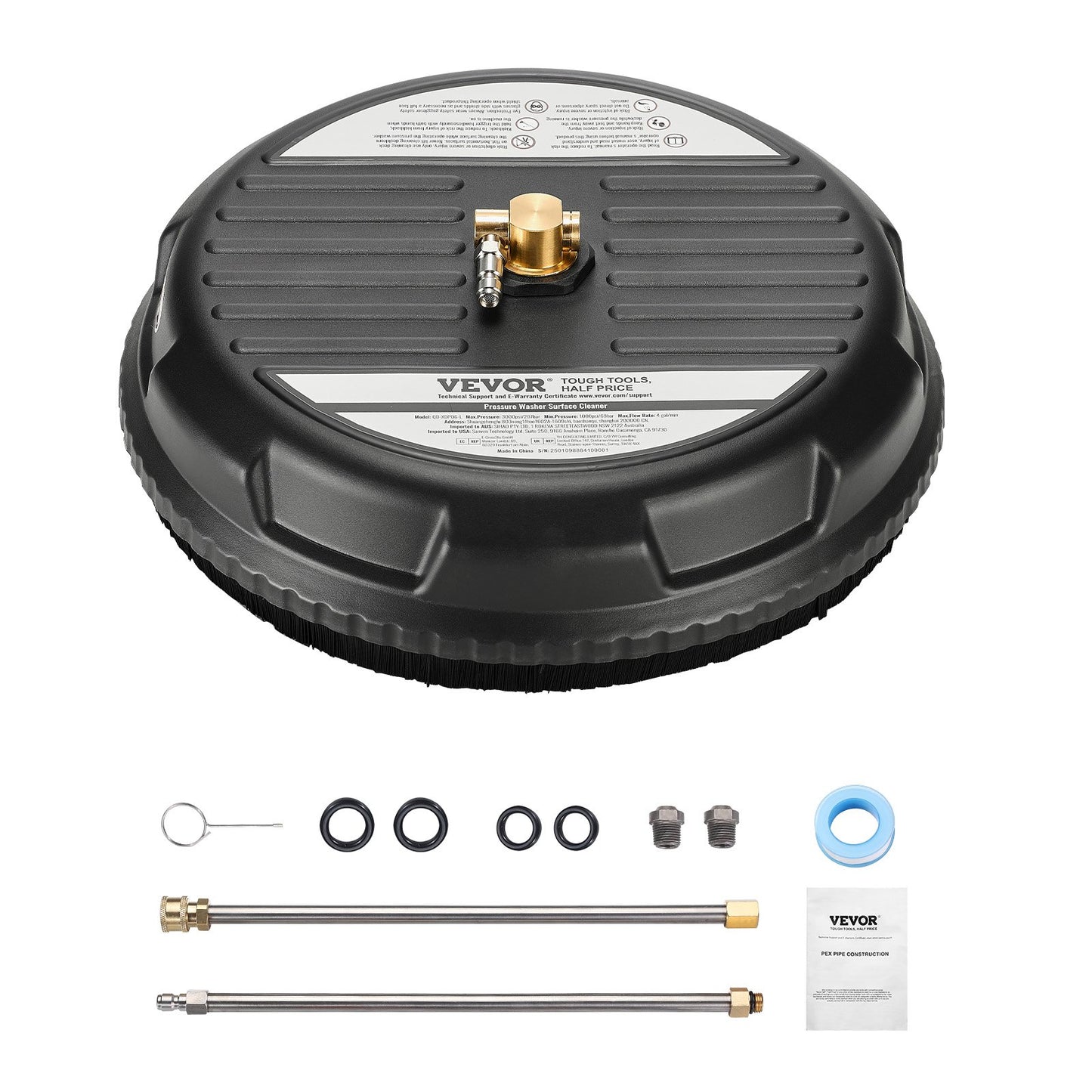 15-Inch Pressure Washer Surface Cleaner 3000 Max PSI with Dual Rotating Nozzles