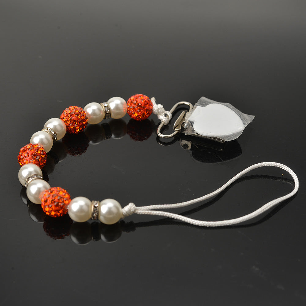 Baby Pacifier Drop-Preventing Chain Clip - Pearl Style, Multiple Colors