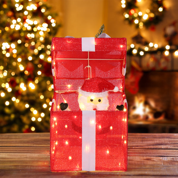 Motorized Pop-up Gift Box with 60 LED Lights - Christmas Decor
