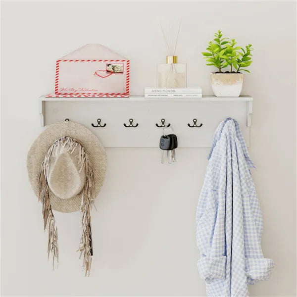 Wall Mount Coat Rack with Shelf - 6 Hooks, 110 lbs Capacity