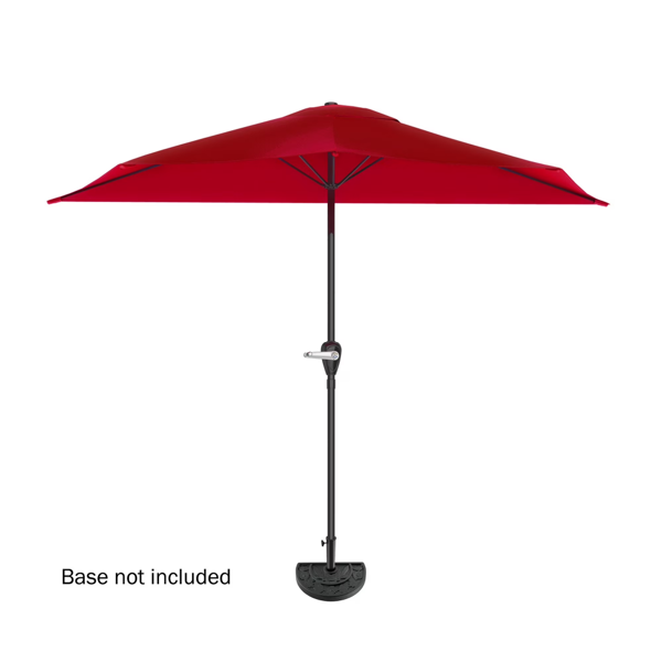 9ft Half Patio Umbrella for Balcony Porch Deck Sun Shade Red
