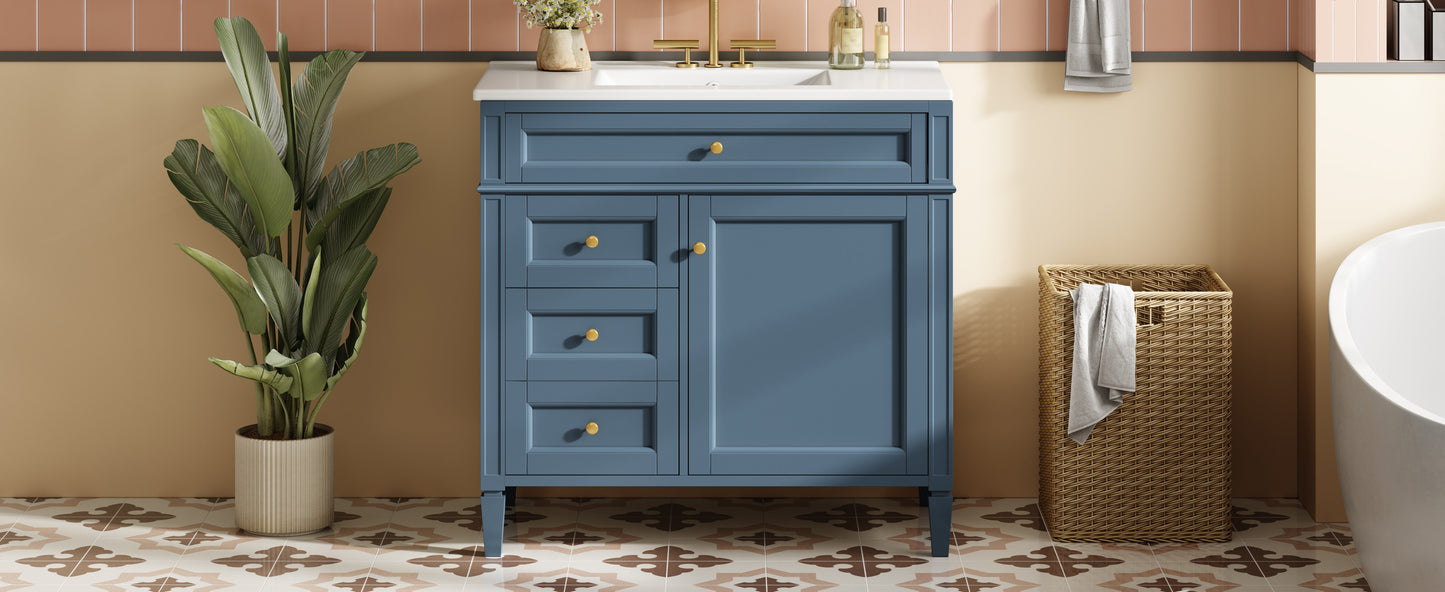 36-Inch Indigo Blue Modern Bathroom Vanity with Sink