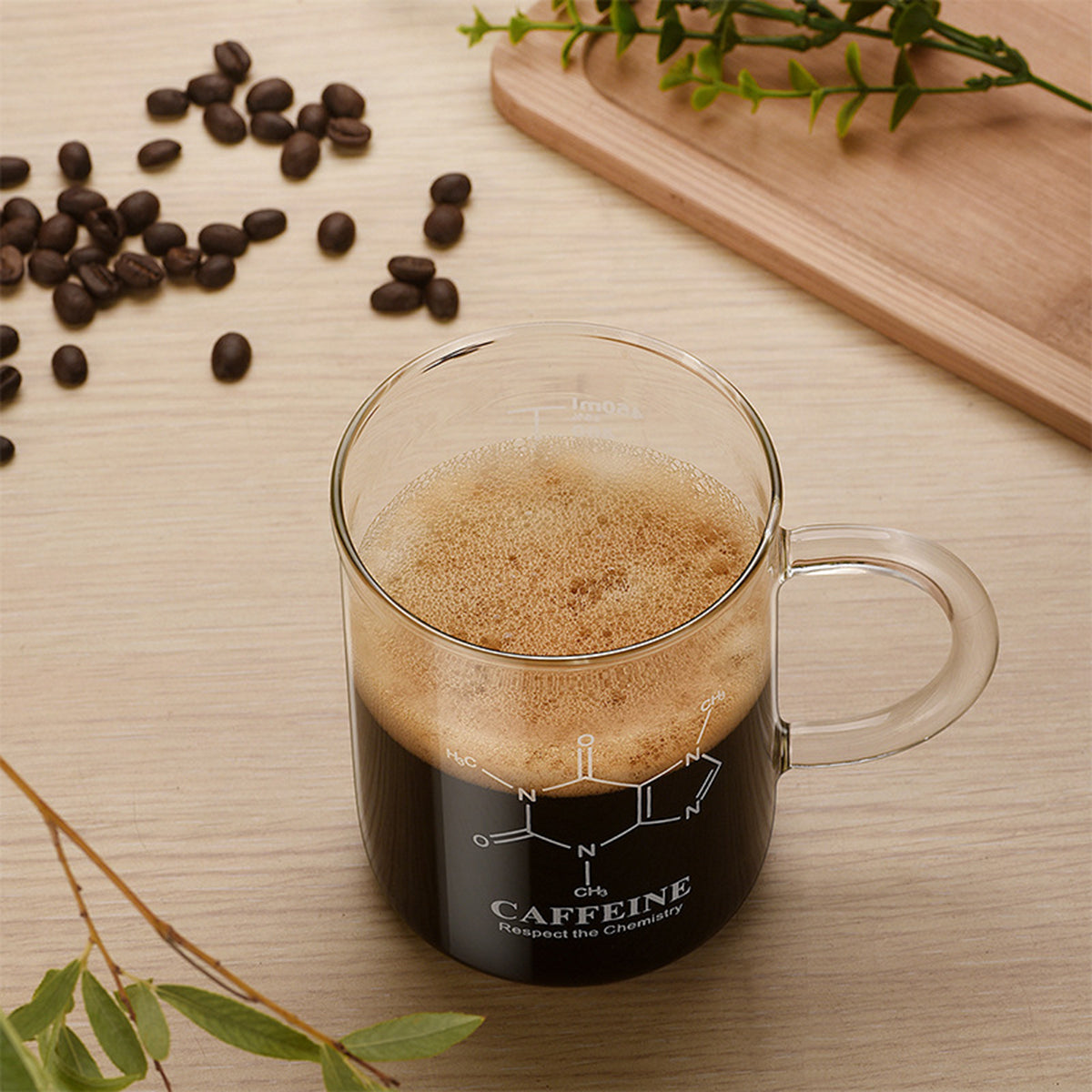 High Borosilicate Glass Coffee Cup with Scale - 1 PCS