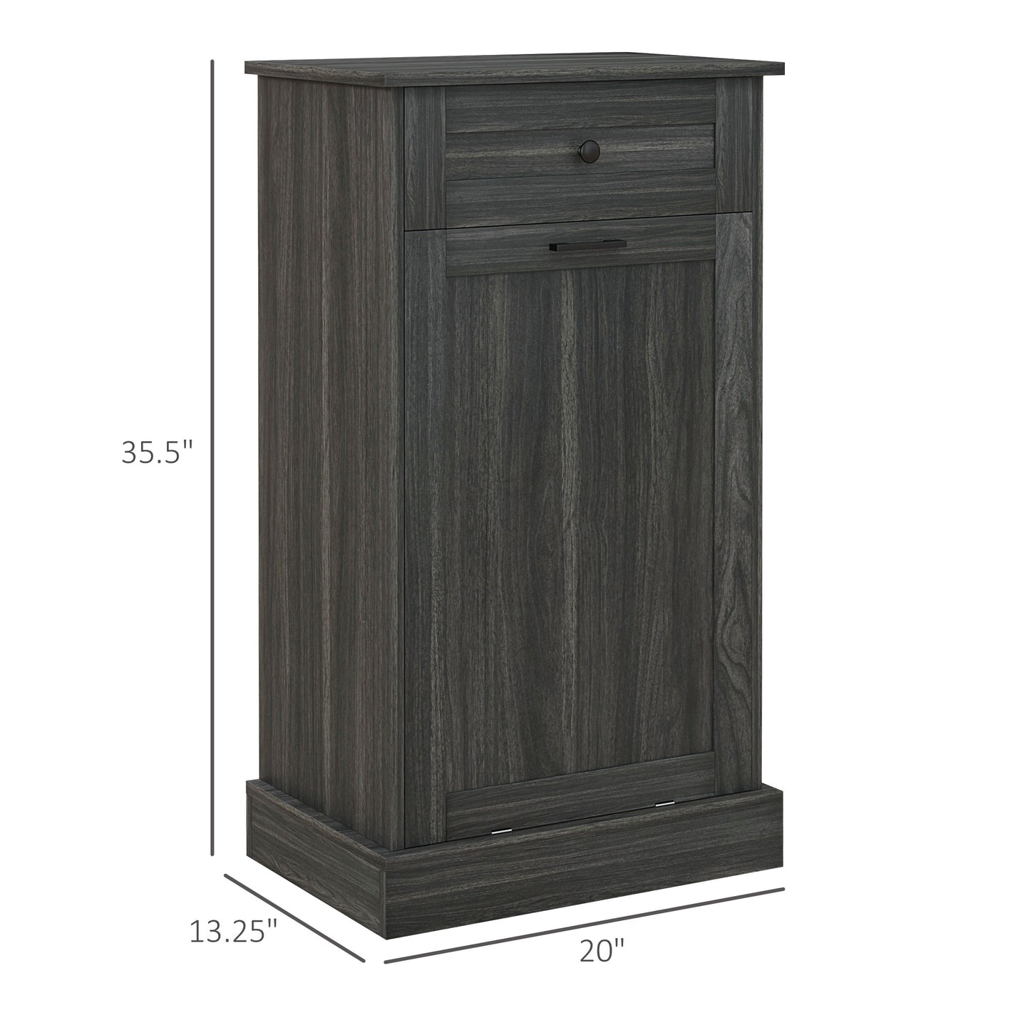 Tilt-Out Trash Bin Cabinet with Drawer - Charcoal Gray Storage