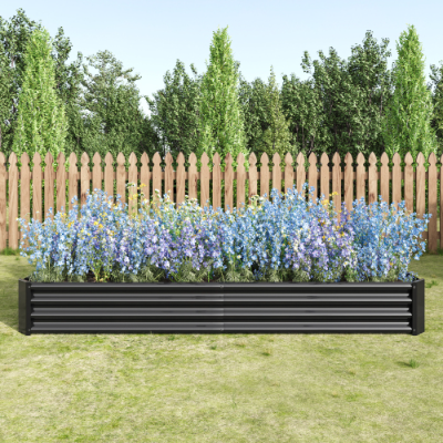 Metal Raised Garden Bed Kit 7.6x3.7ft for Vegetables, Flowers, Herbs - Black