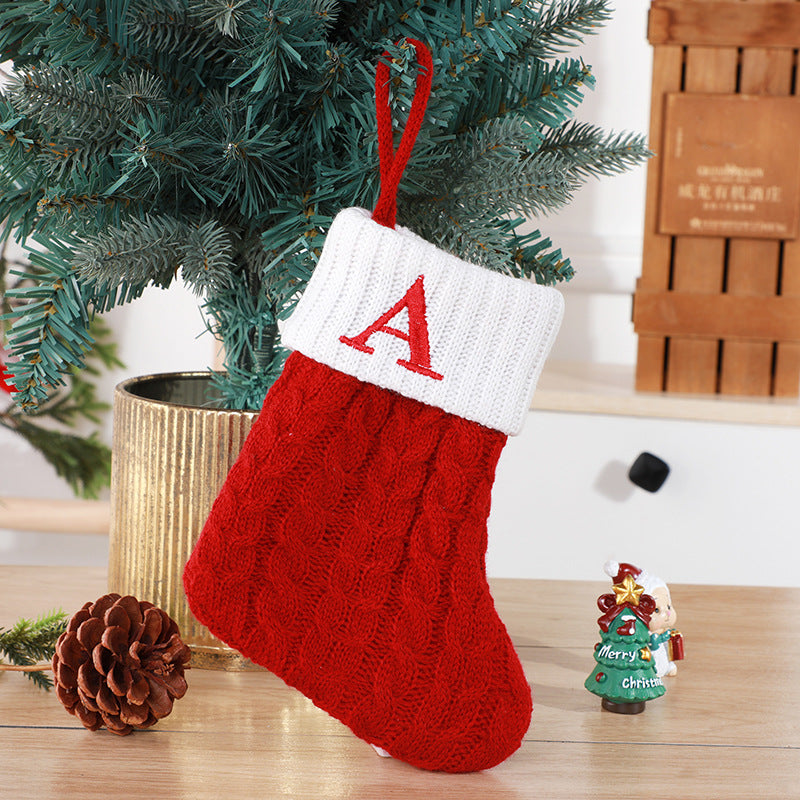 Christmas Stockings Decorative Wool Knitted Socks - Creative Tree Pendant