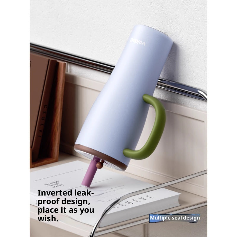 Large Capacity Insulated Stainless Steel Mug with Straw - 1000ML