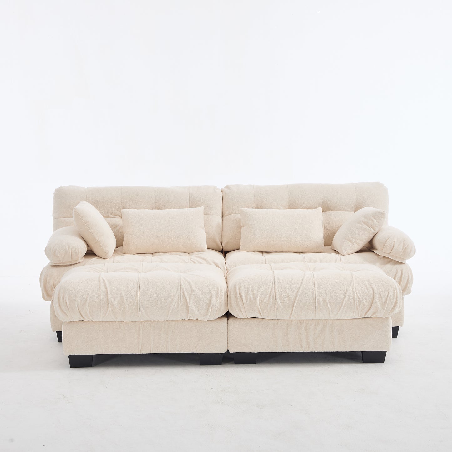 U Shaped Modular Sectional Sofa with Ottoman - Beige
