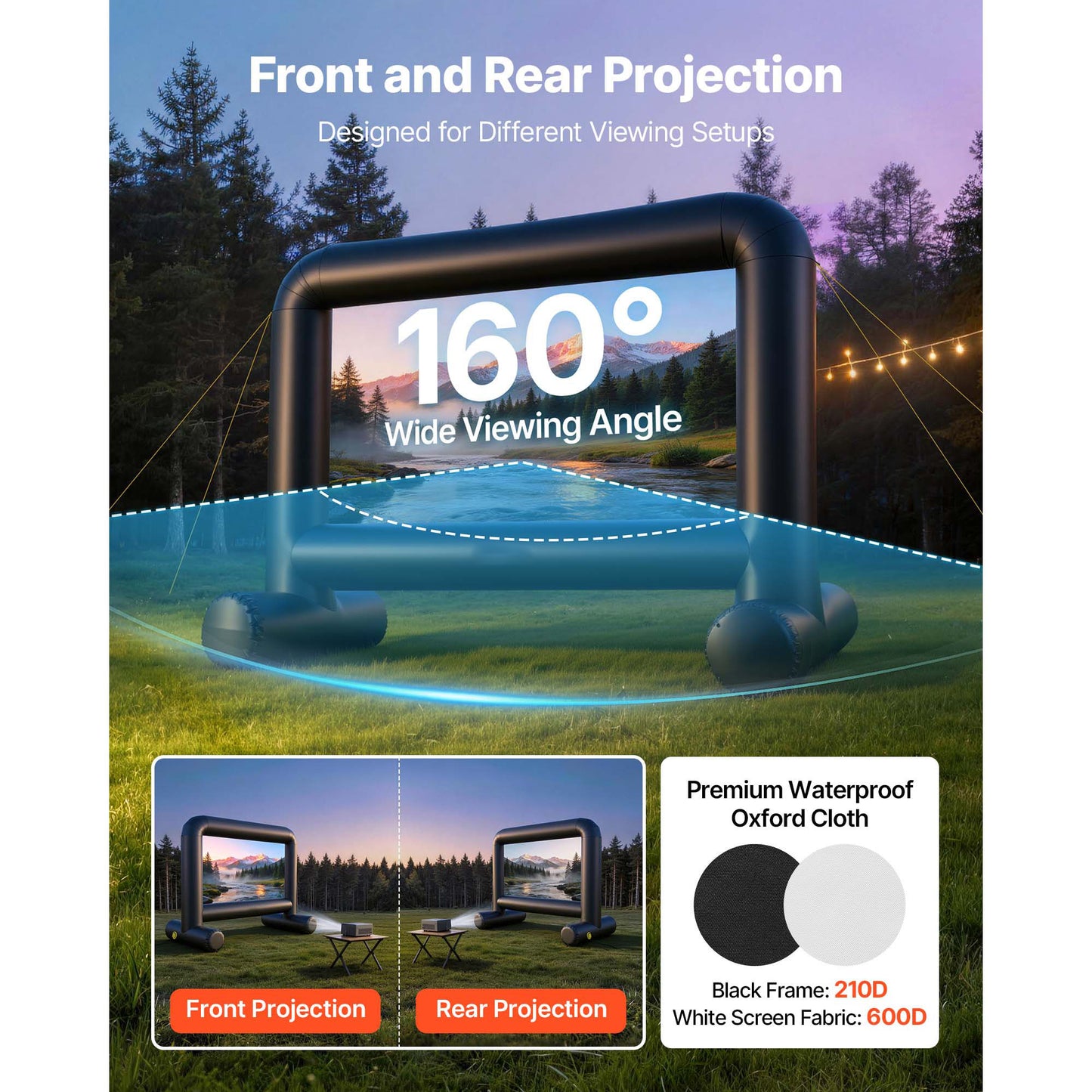 14 Ft Inflatable Outdoor Movie Screen with Storage Bag - Easy Setup for Backyard & Parties