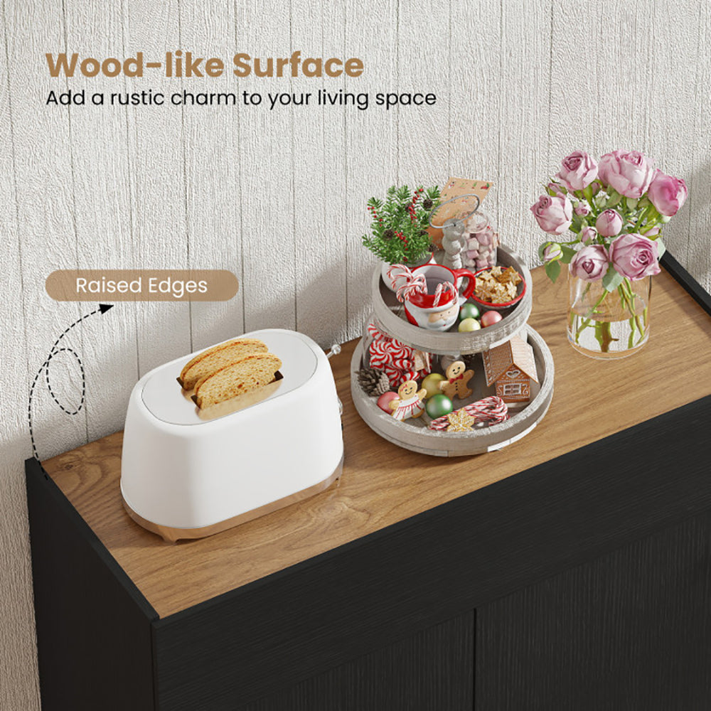 Sideboard Buffet Cabinet With Storage Wooden Kitchen 2 Anti-toppling