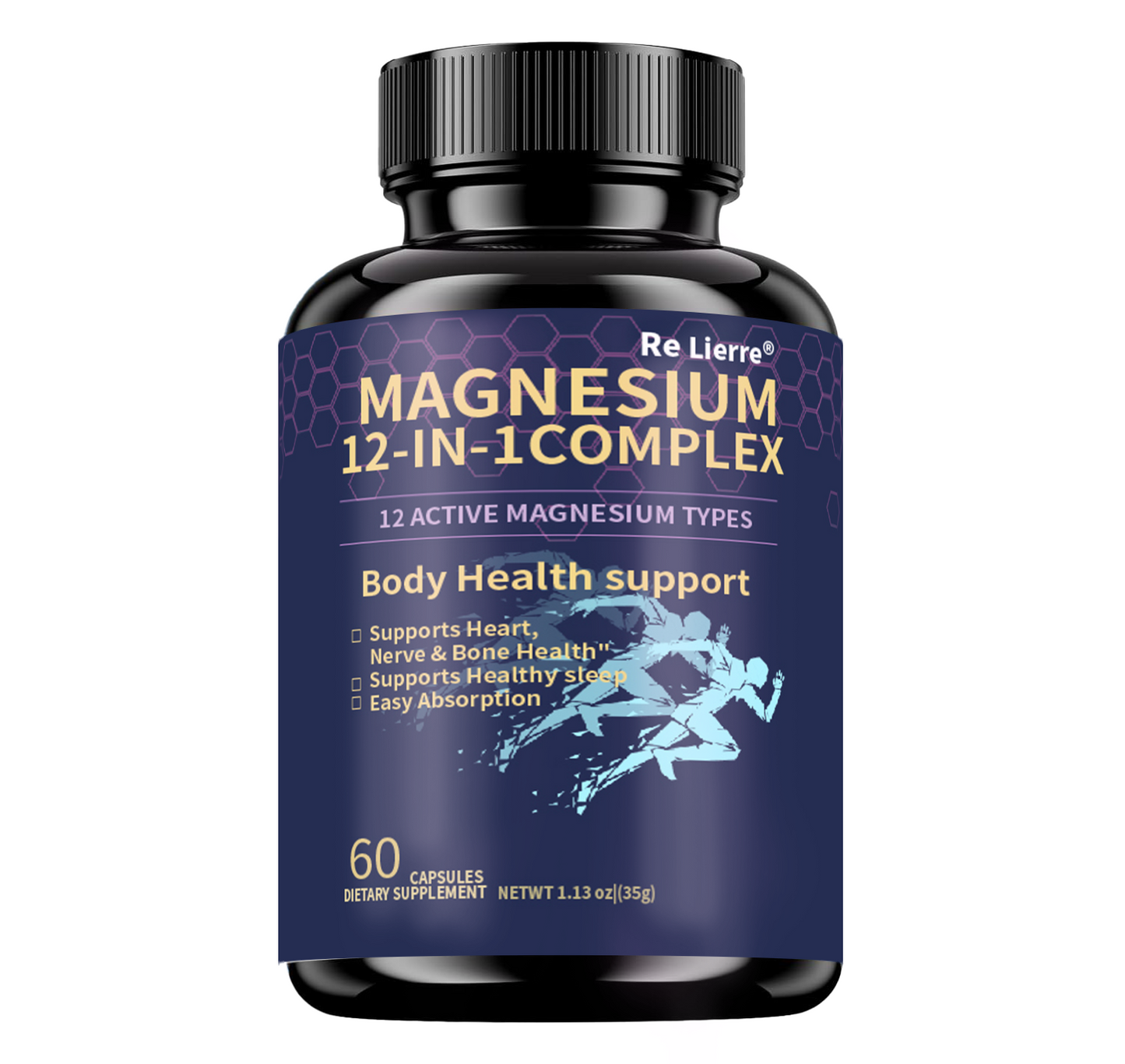 12-in-1 Magnesium Glycinate Complex - 700mg High Absorption Supplement - 60 Capsules