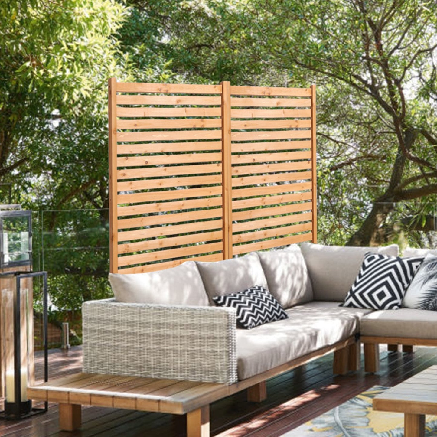 Wooden Privacy Screen 36x76 Inches Outdoor Freestanding Garden Divider Natural Finish
