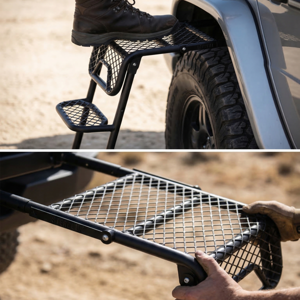 Foldable SUV Tire Ladder - Adjustable Vehicle Access Step for Truck & Offroad