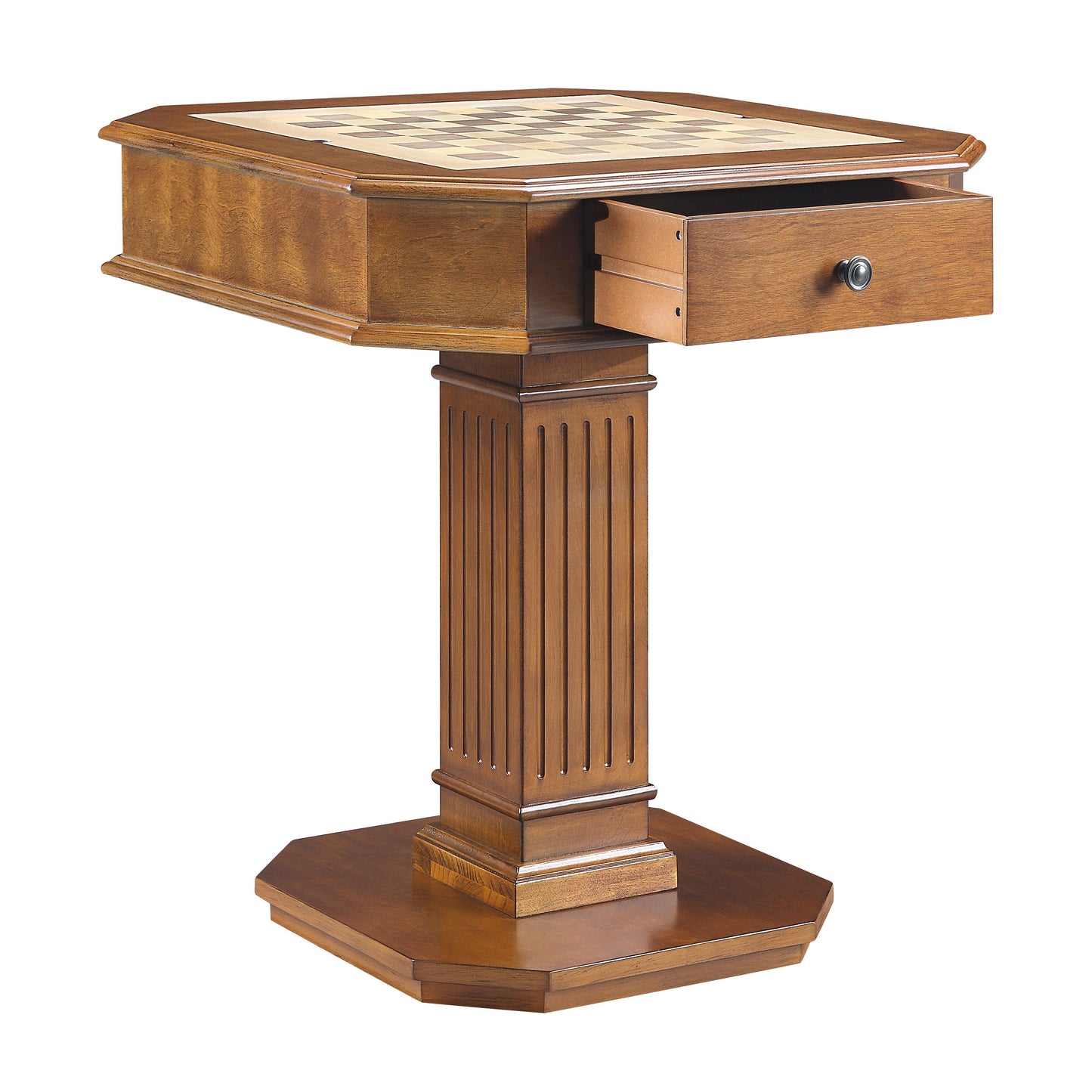 Walnut Finish Game Table with Storage & Reversible Tray