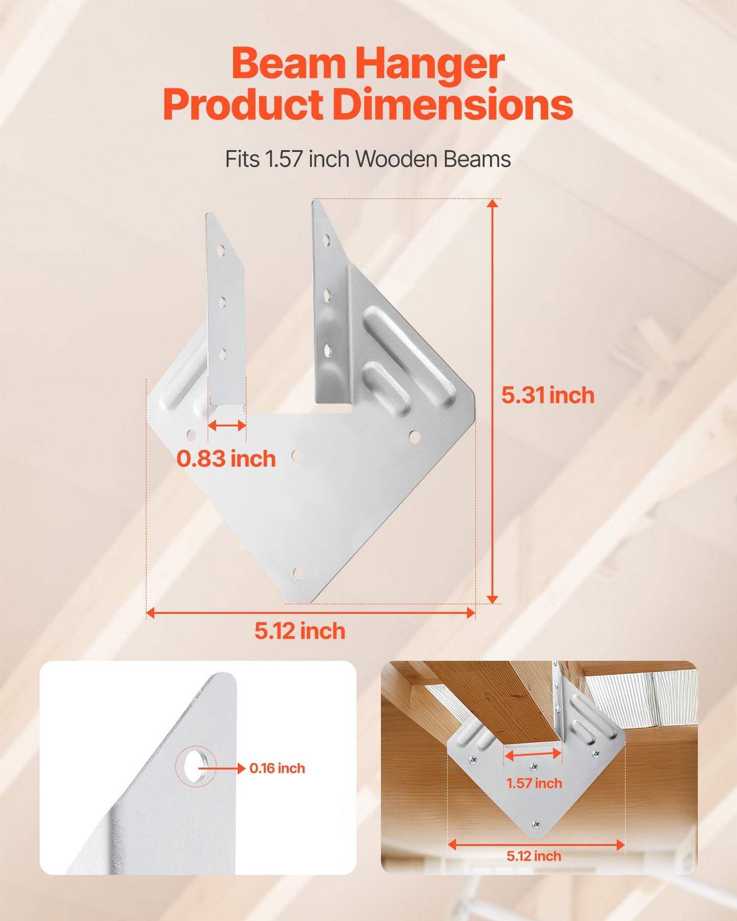 25 Pack Hurricane Ties for Rafters - Steel Joist Hangers for Roofs & Decks, Silver
