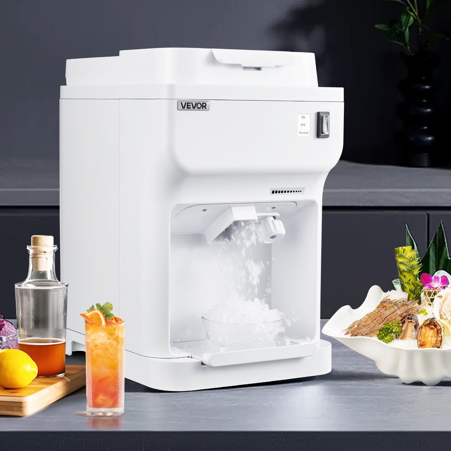 Electric Snow Cone Maker 220LBS/H Ice Shaver Machine White Commercial