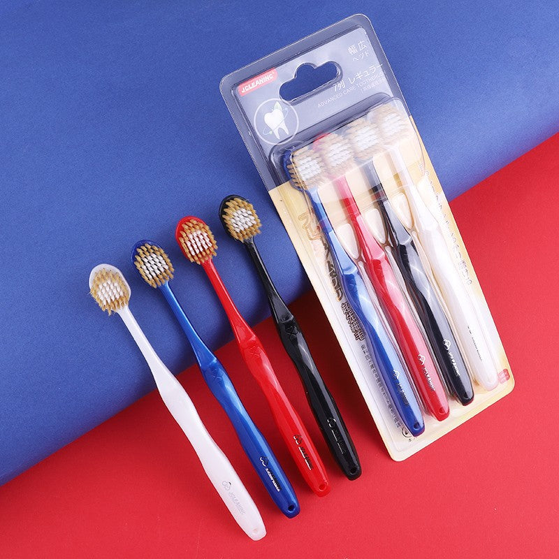 Family Set of Soft Bristle Toothbrushes with Wide Head - 4 Pack