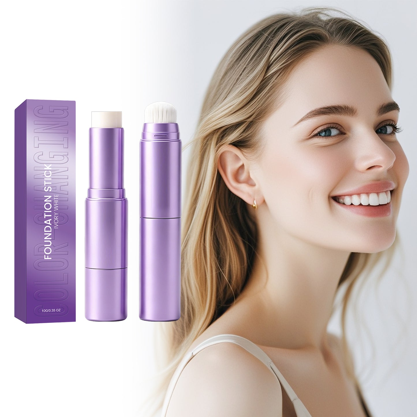 Color-Changing Foundation Stick 10g - 2-in-1 Face Makeup for Flawless Finish