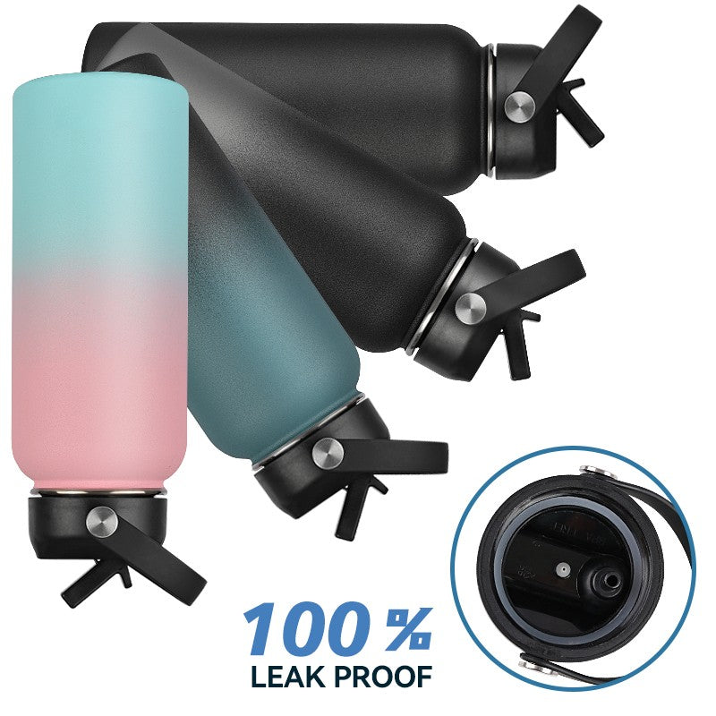 Stainless Steel Water Bottle with Leak-Proof Lids & Keeps Beverages Cold or Warm