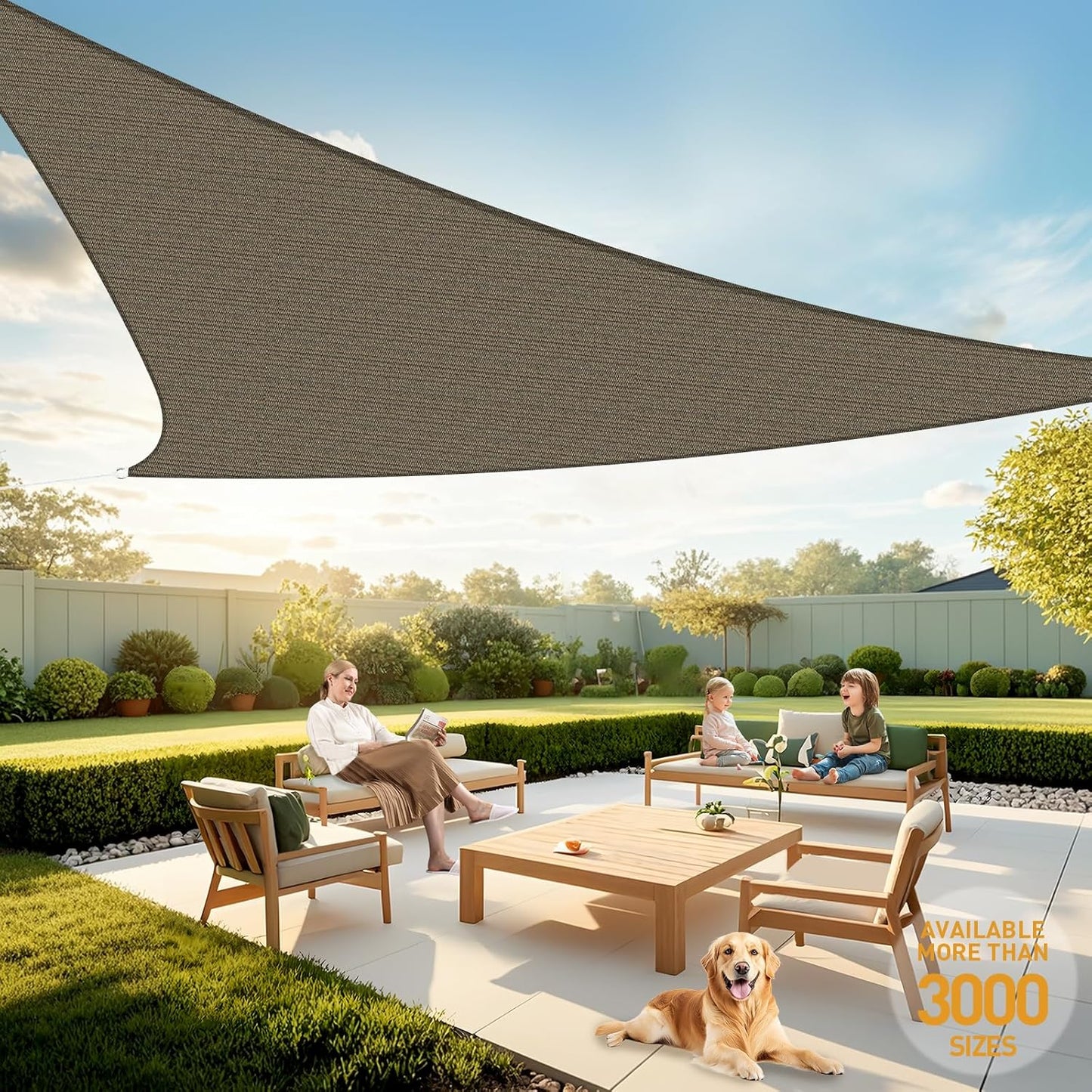 Large Sunshade Sail for Garden & Patio UV Protection 10x10x14 ft - Dark Grey, Mocha, Sand, Light Grey