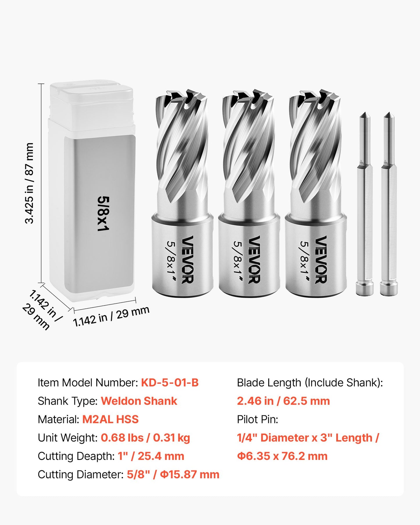 5-Piece Metal Annular Cutter Set with Weldon Shank for Steel and Aluminum Drilling