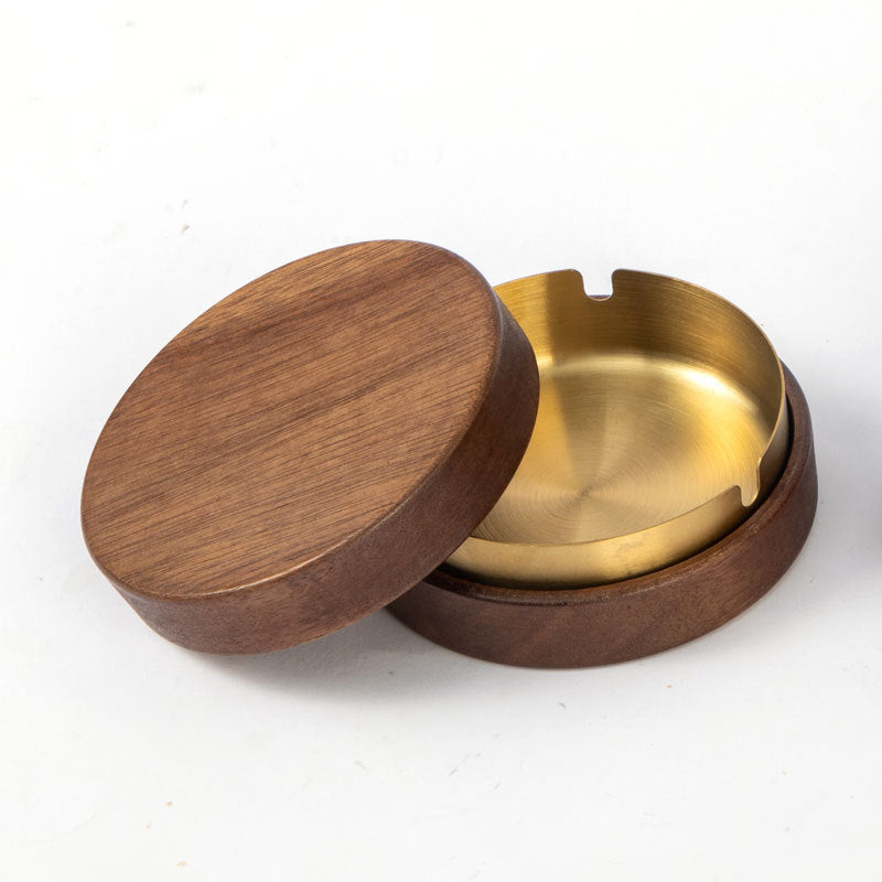 Unique Wooden Walnut Ashtray with Lid - Multiple Colors