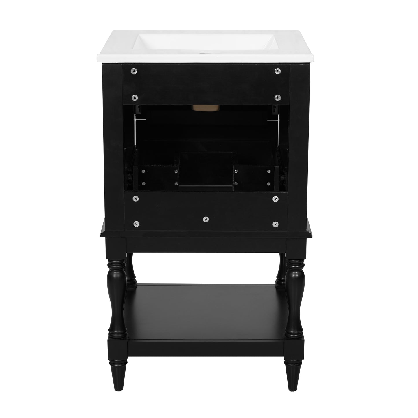 20'' Black Bathroom Vanity with Ceramic Sink & 2 Drawers