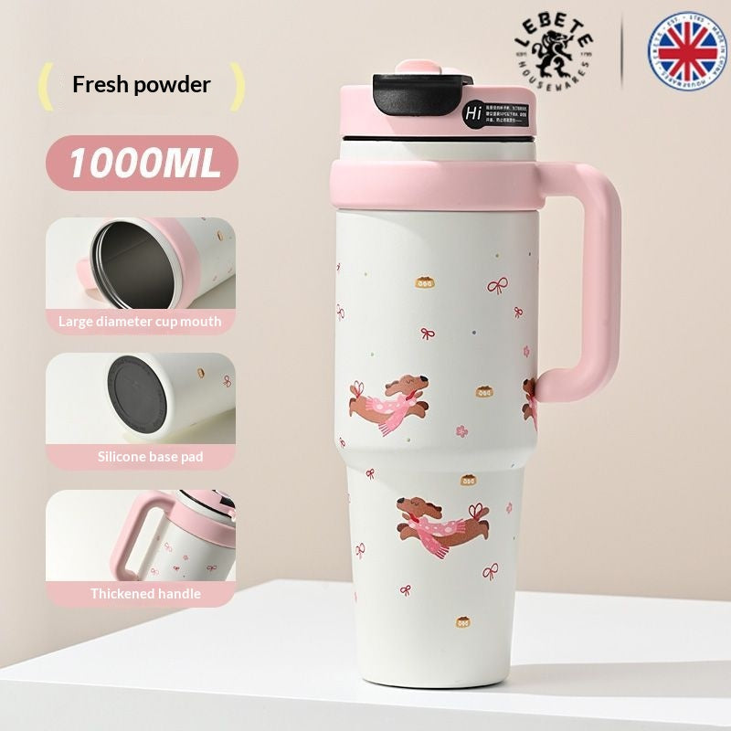 Large Capacity Thermal Insulation Cup with Straw - Stainless Steel Travel Mug