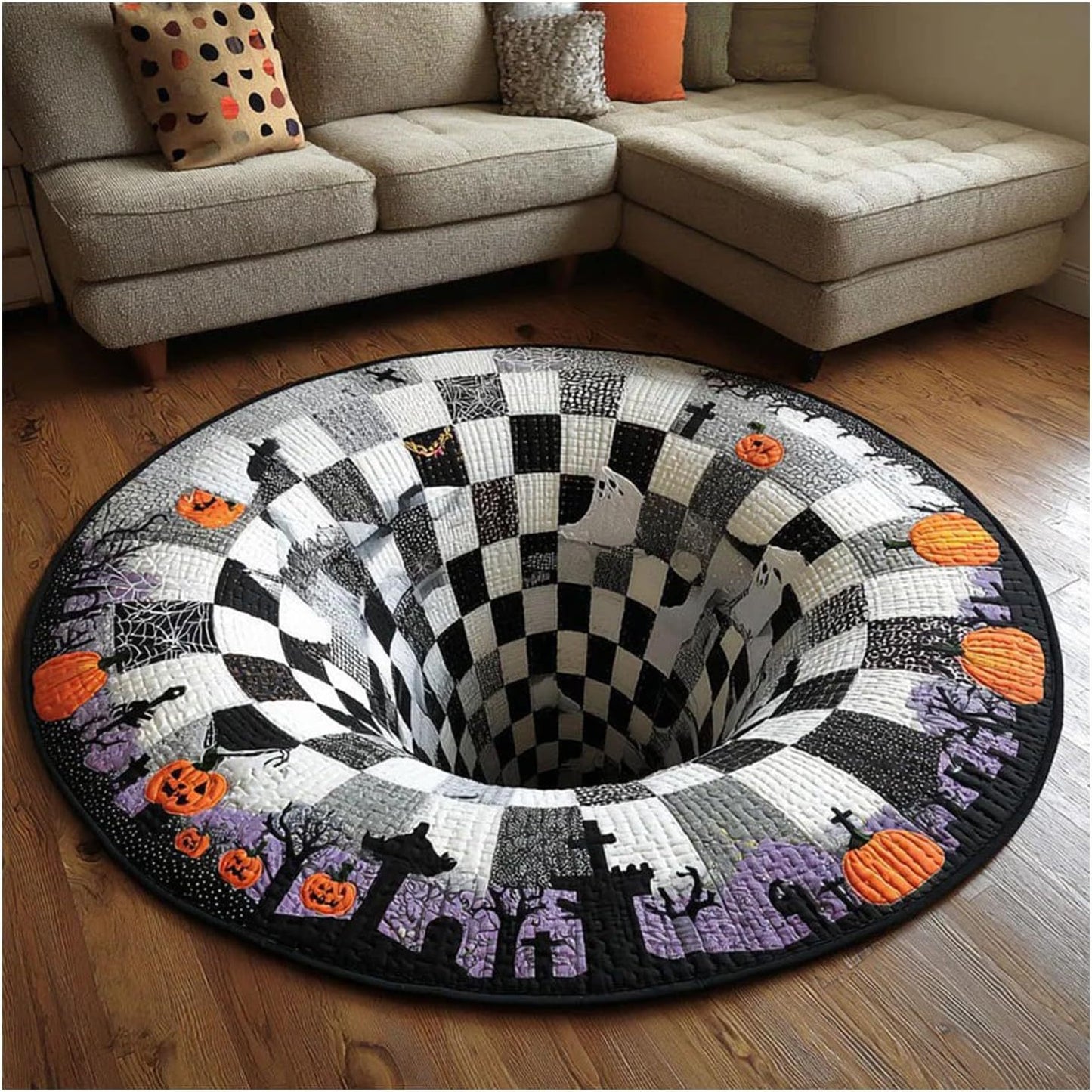 Halloween 3D Visual Floor Mat - Festive Rug for Living Room, Bedroom & Office