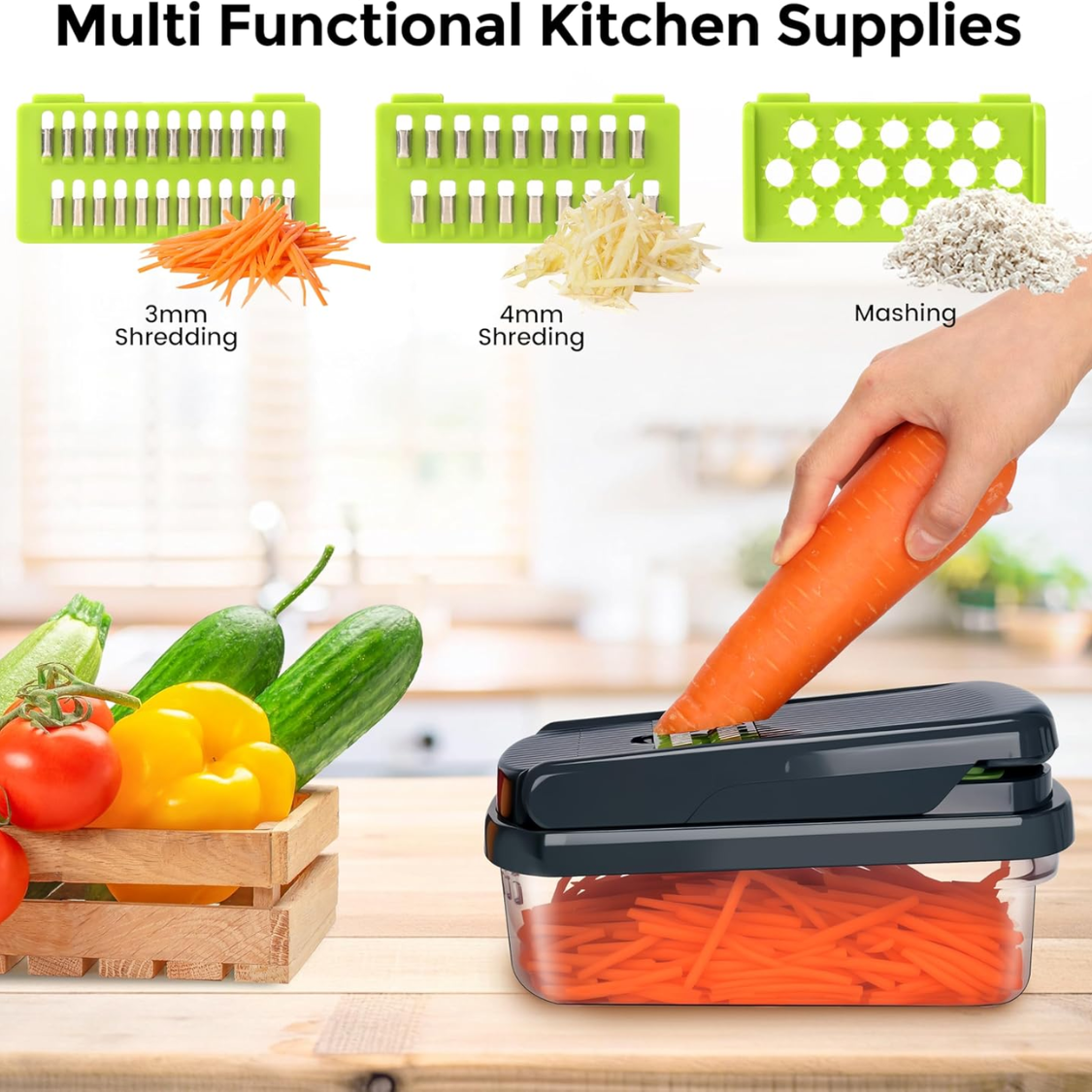 12-in-1 Vegetable Chopper with Container & Sharp Blades