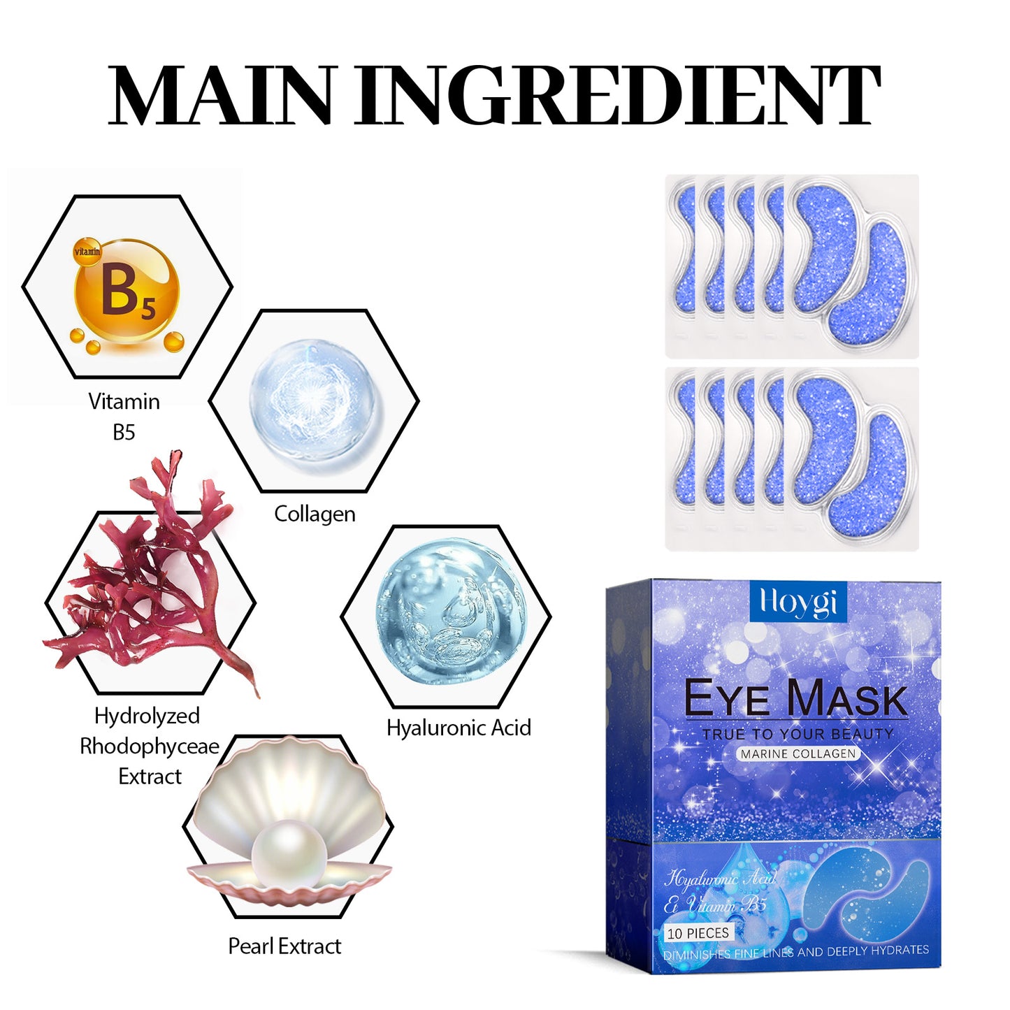 B5 Hydrating Eye Gel Patches - Collagen & Hyaluronic Acid Treatment (10pcs)