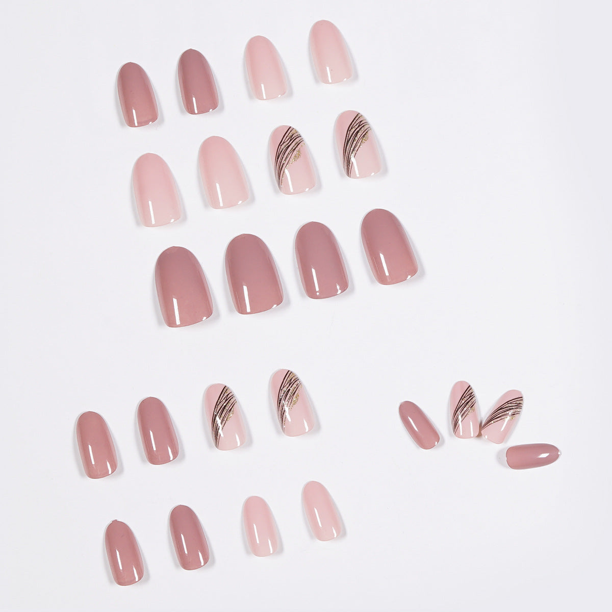 Waterproof Nail Art Stickers with Gold Thread - 24 Pieces