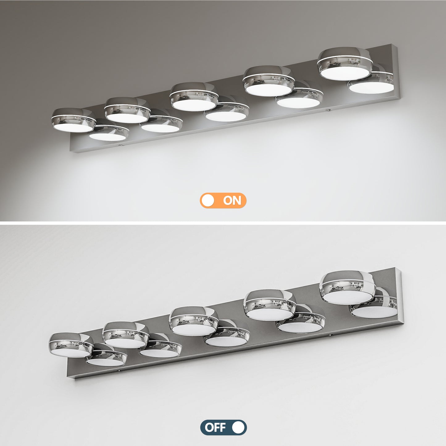 LED Bathroom Vanity Lights - 35in Modern Chrome Fixture