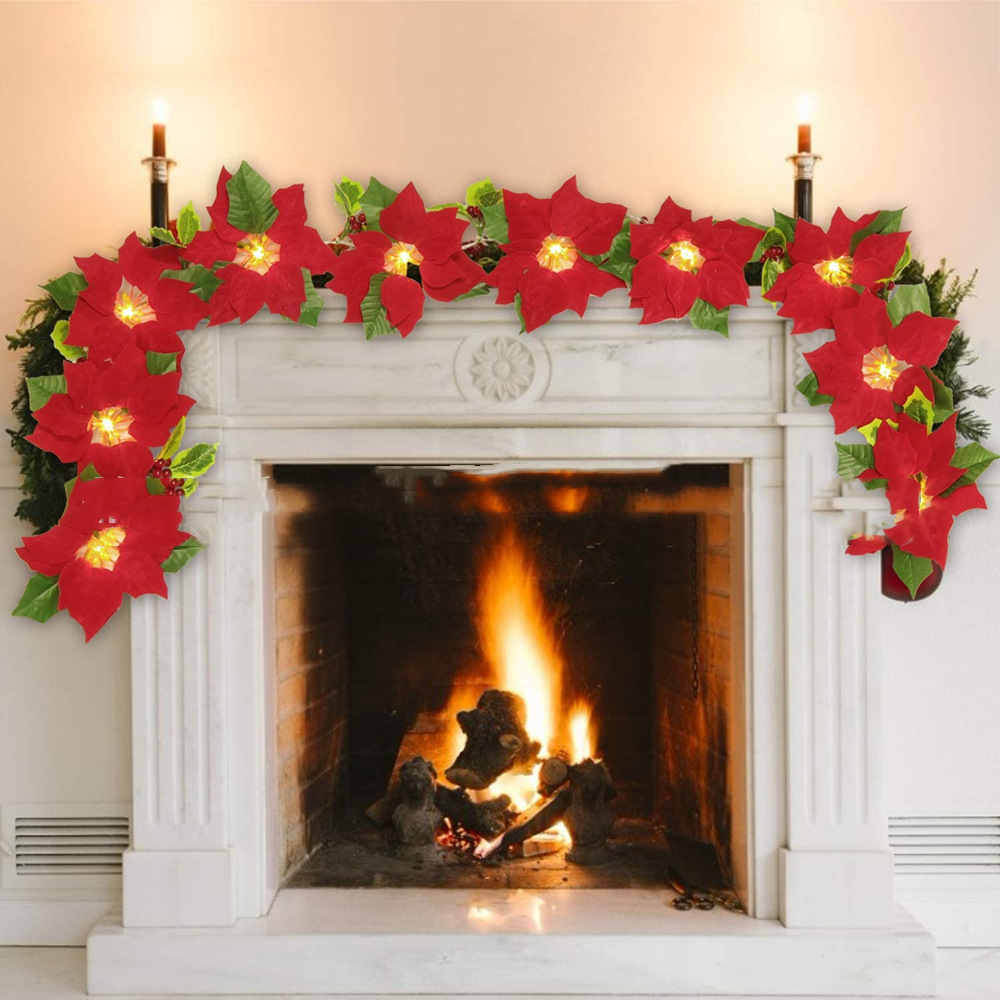 Red Flower String Lights for Door Frame Escalator Decoration 2M 10LED