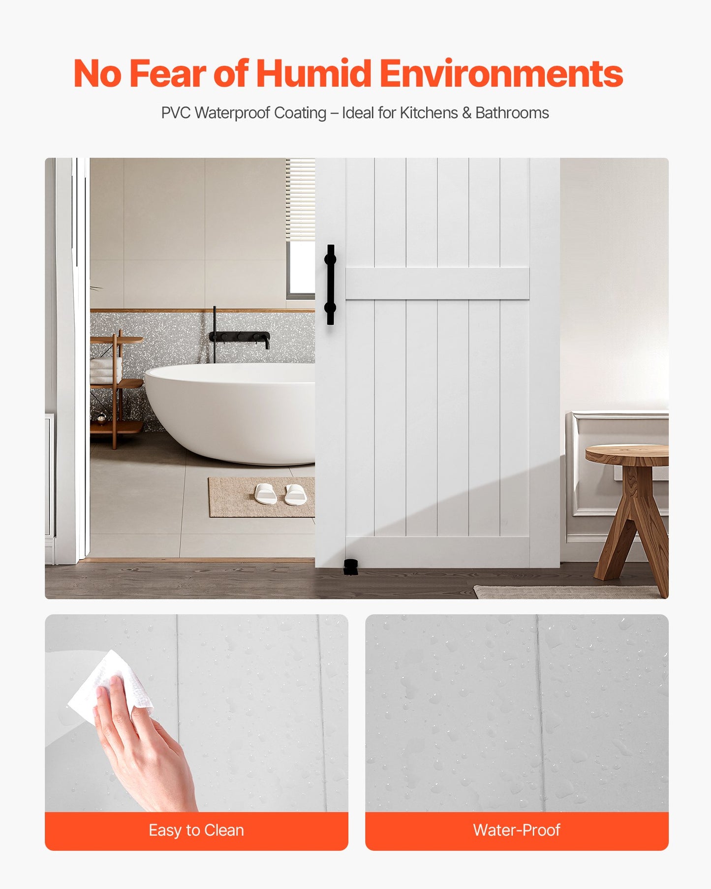 36 x 84 Inch Sliding Barn Door with Hardware Kit - Waterproof MDF Panel, Easy Install