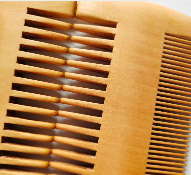 Double-Sided Wooden Comb - Peach & Beech Hair & Beard Comb
