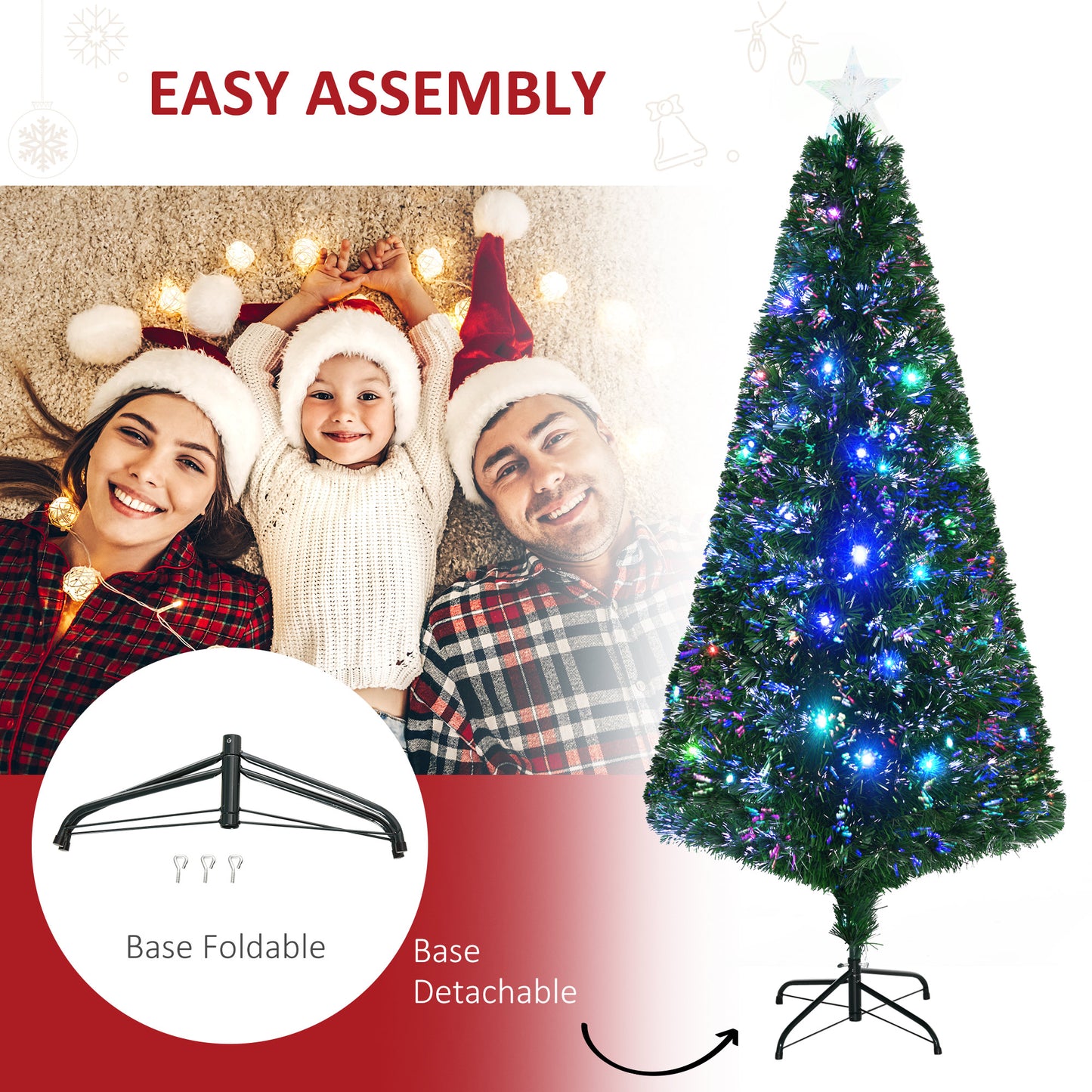 6' Tall Pre-Lit Artificial Christmas Tree with Multi-Color LED Lights